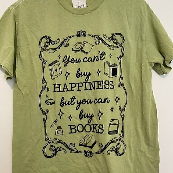 NEW NWT HOT TOPIC Buy Books Boyfriend Fit T-Shirt Green Short Sleeve Tee JUNIORS - Picture 3 of 11